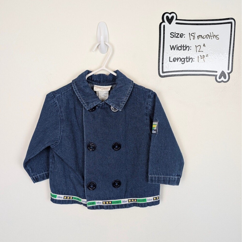 Vintage Nautical Denim Shirt Jacket Size 12-18 Months By Celebrity Kids